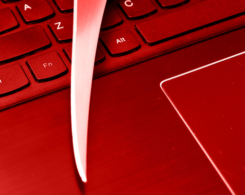 knife and keyboard
